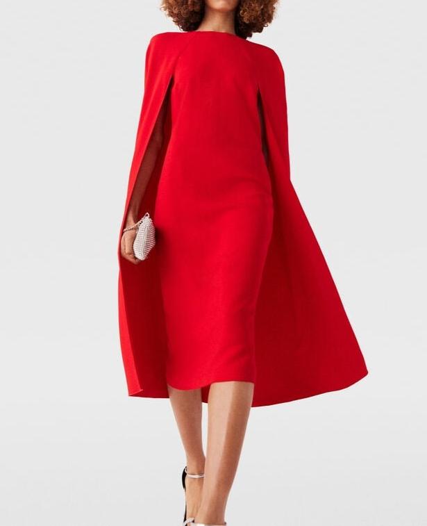Stella McCartney Cape Dress in Lipstick Red