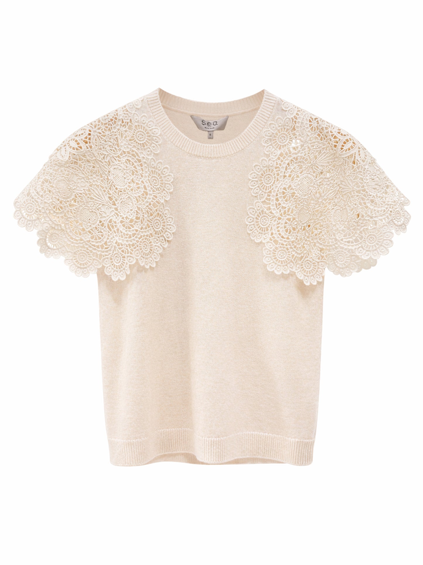 Sea Sofia Embroidery Combo Sweater in Cream