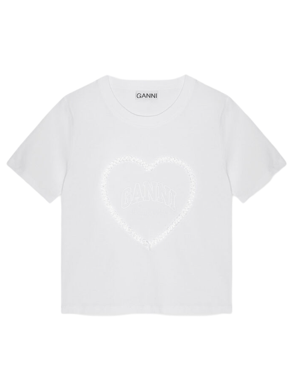 Ganni Heavy Cotton Heart Small T-Shirt in Bright White