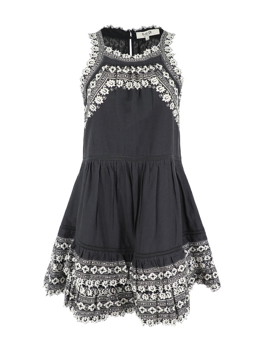 Sea Amina Embroidery Tank Dress in Black