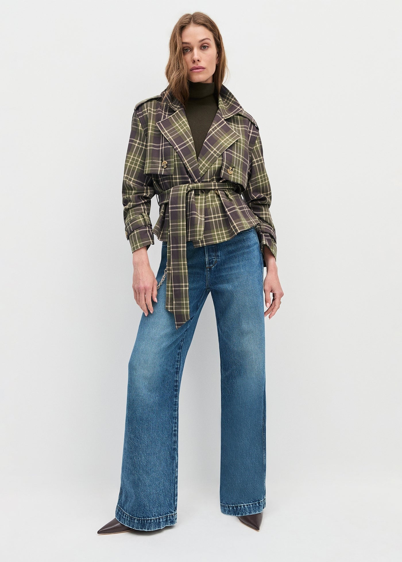 Favorite Daughter Cropped Charles Trench in Countryside Plaid