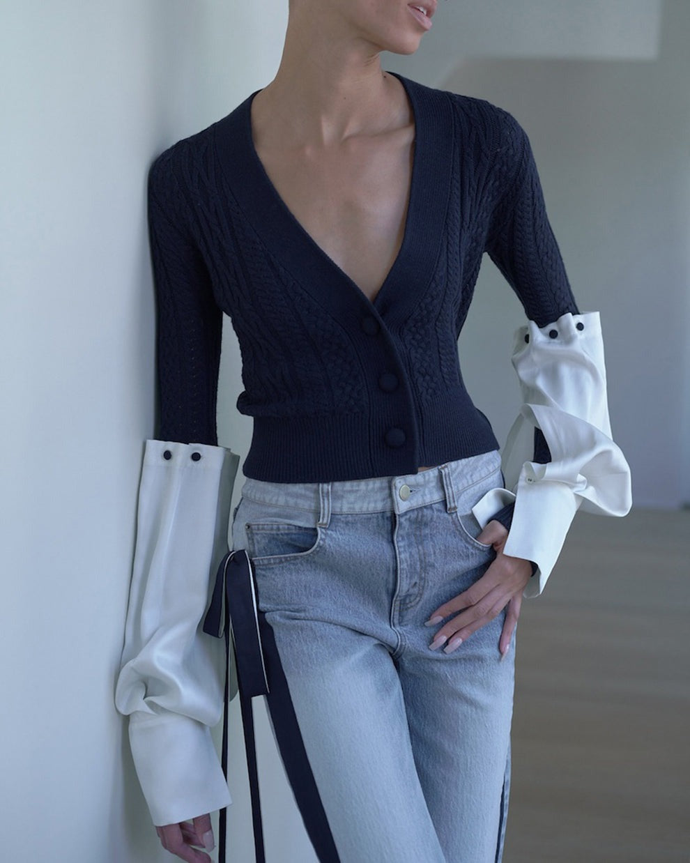 Hellessy Angelite Cardigan in Navy/White