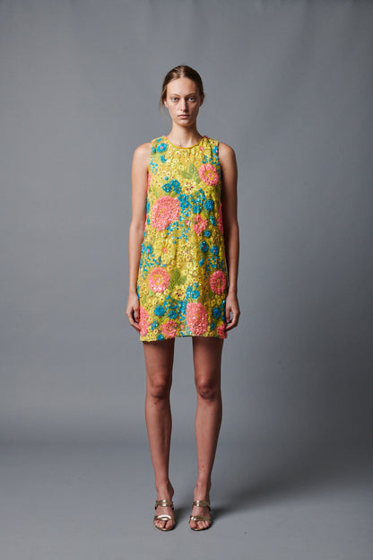 Le Superbe Day Shifter Dress in Ojai Flower Sequins