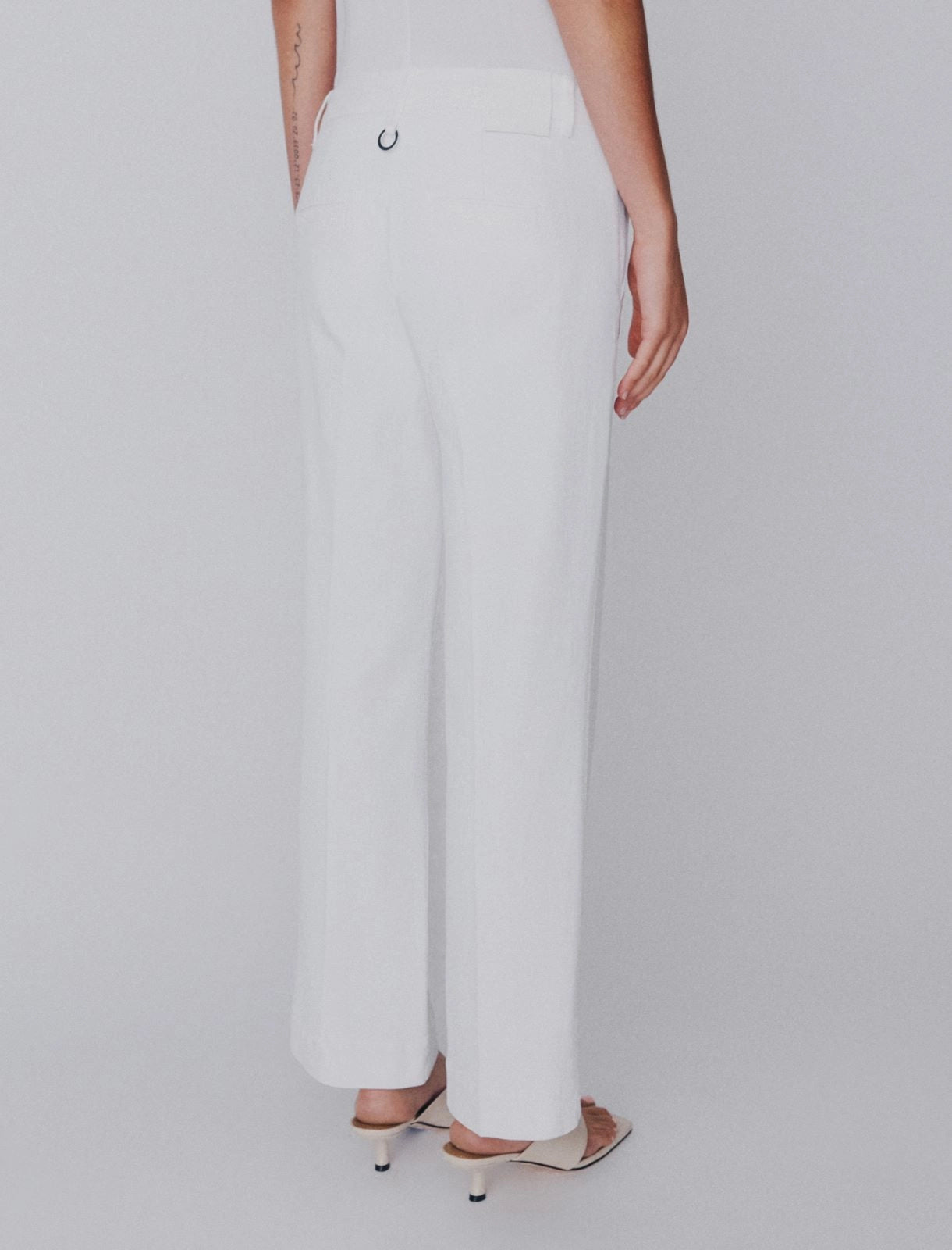 Marella MLSMAESTA Twill Wide Crop Pants in White