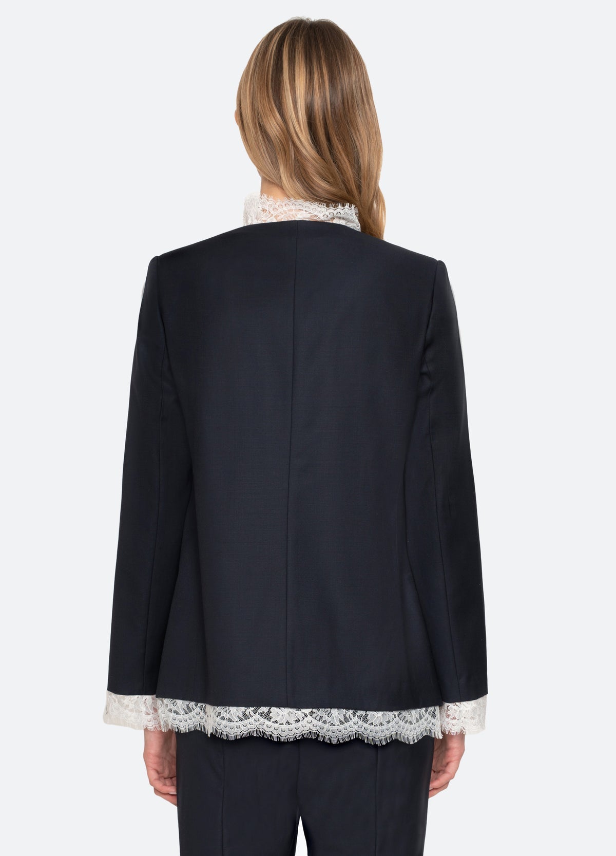 Sea Fiora Tropical Wool Jacket in Navy