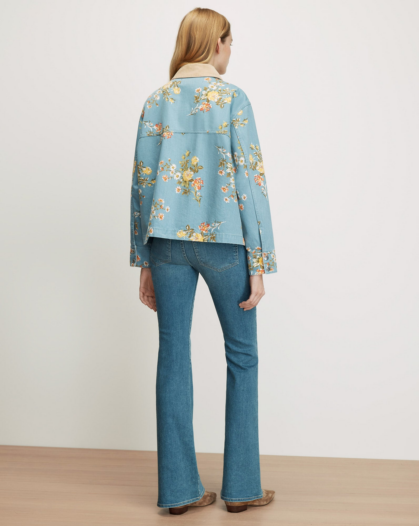 Veronica Beard Leighton Floral Denim Jacket in Garden Bouquet