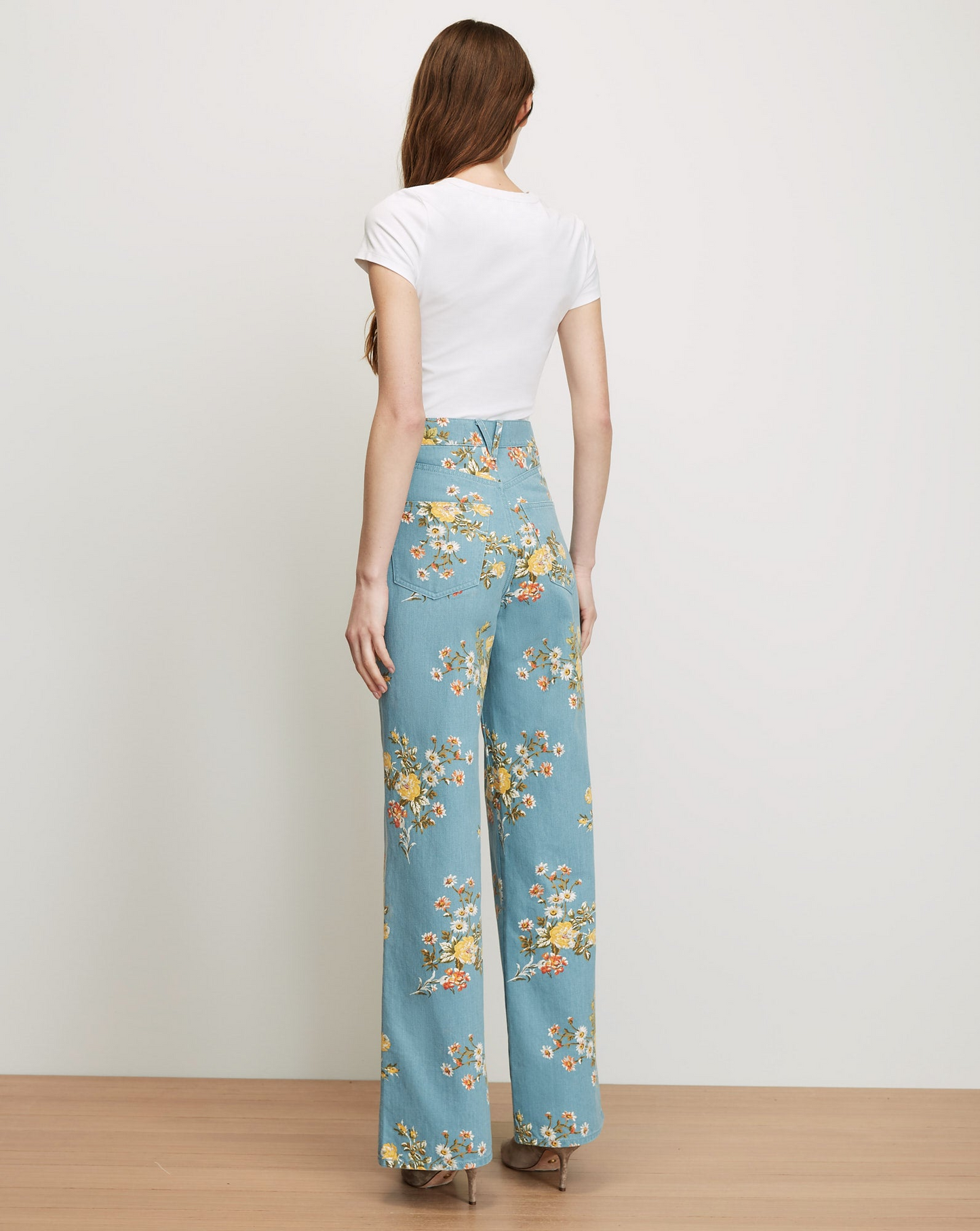 Veronica Beard Taylor Floral Wide-Leg Jean in Garden Bouquet
