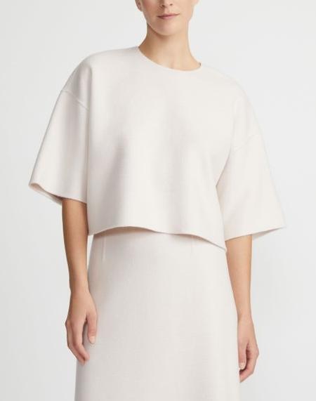 Lafayette 148 Drop Shoulder Crewneck Blouse in Pearl