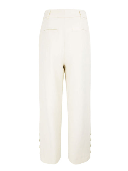 Simkhai Miki Cropped Button Hem Pants in White