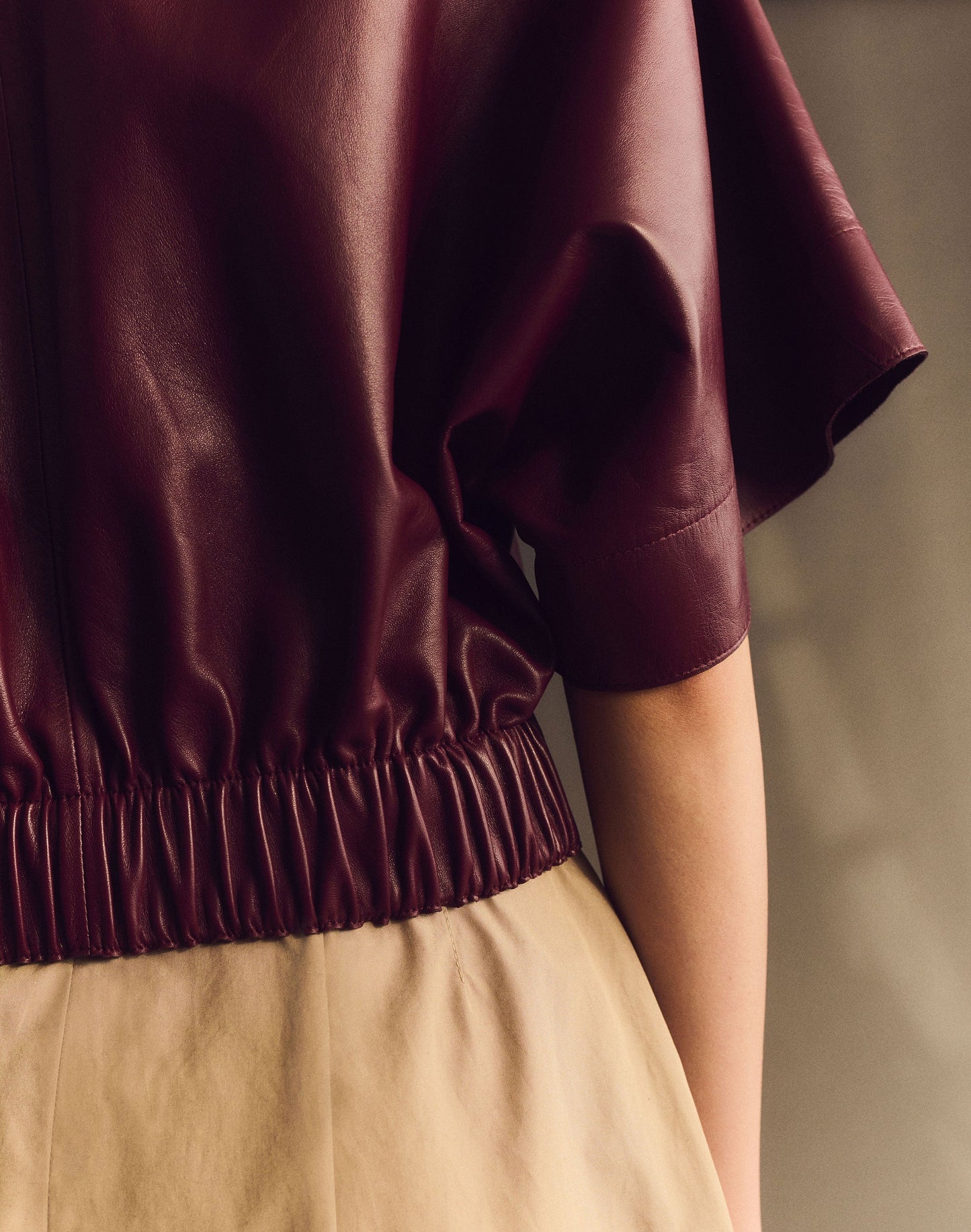 Lafayette 148 Nappa Leather Kimono Sleeve Jacket in Violet Ash