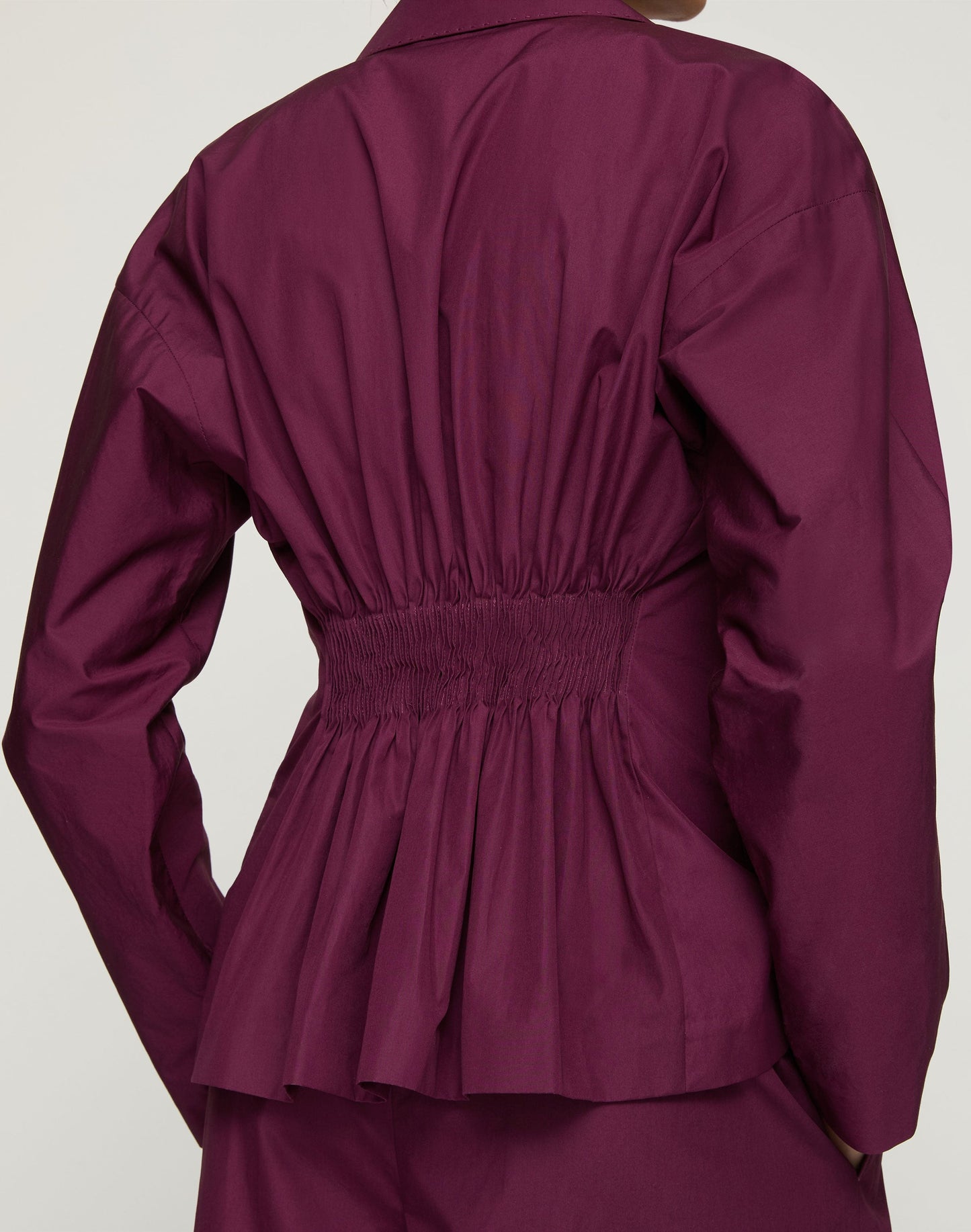 Lafayette 148 Organic Cotton Poplin Pintuck Back Jacket in Violet Ash