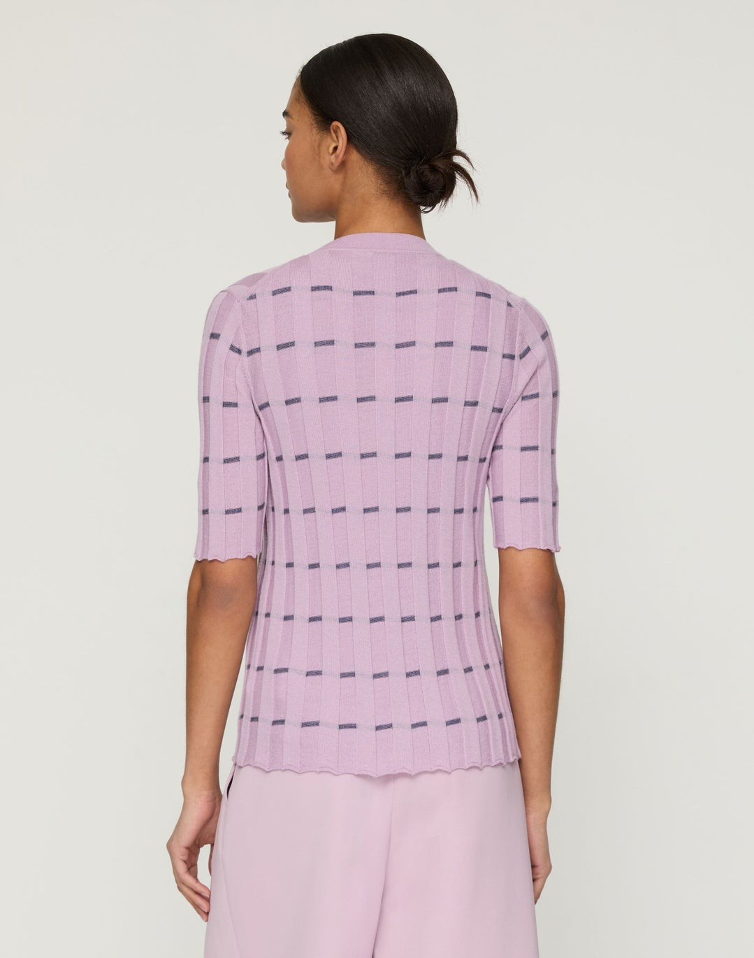 Lafayette 148 Striped Fine Gauge Cashmere Ribbed Cardigan in Lavender Tint Multi