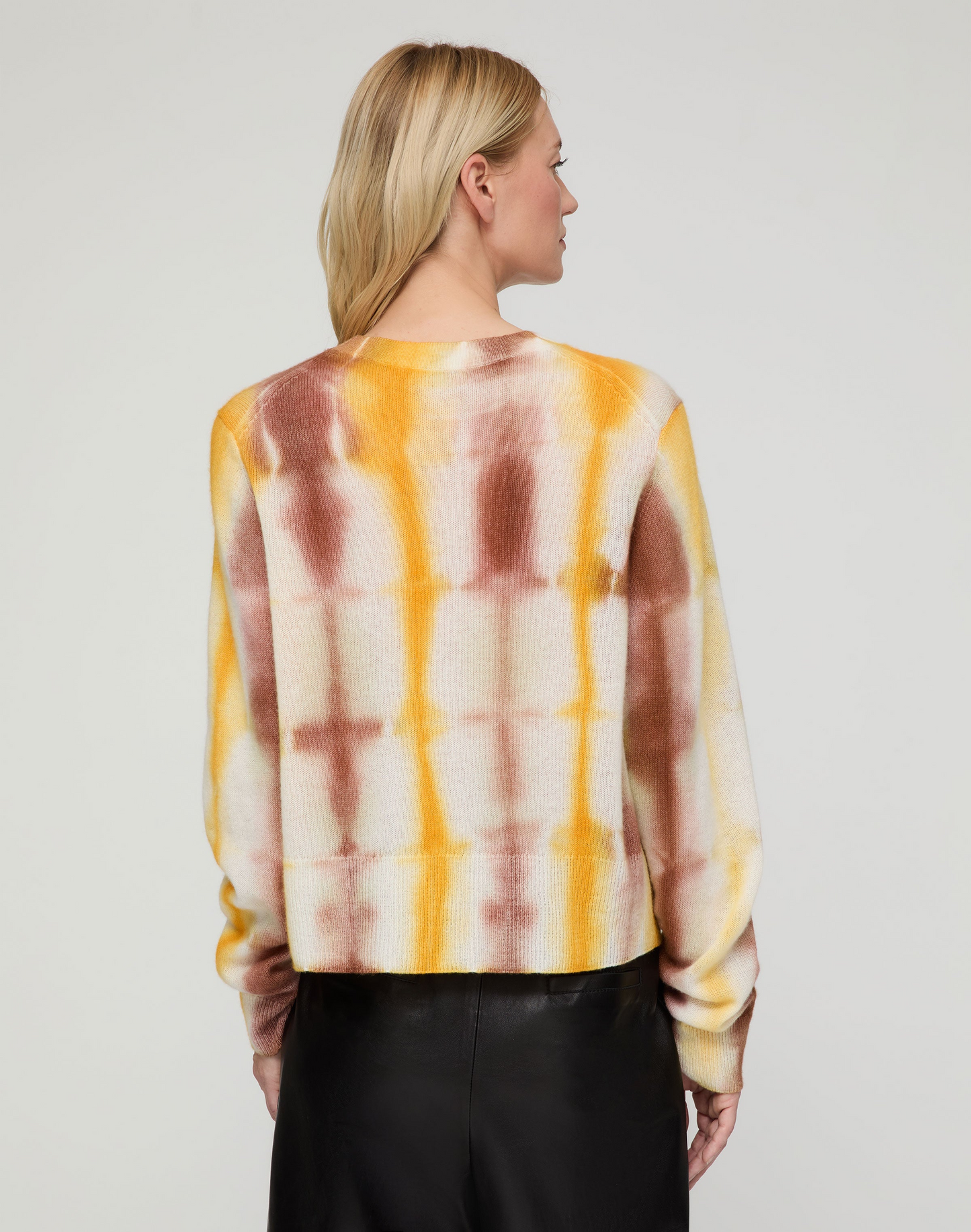 Lafayette 148 Hand Dyed Cashmere Crewneck Sweater in Red Tile Multi