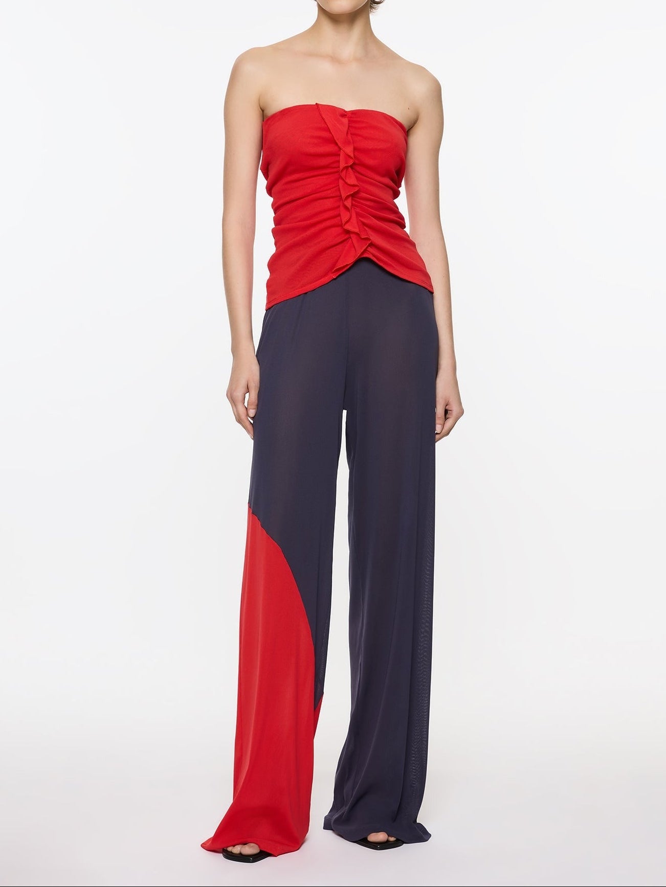 Paris Georgia Two Tone Pants in Red/Navy