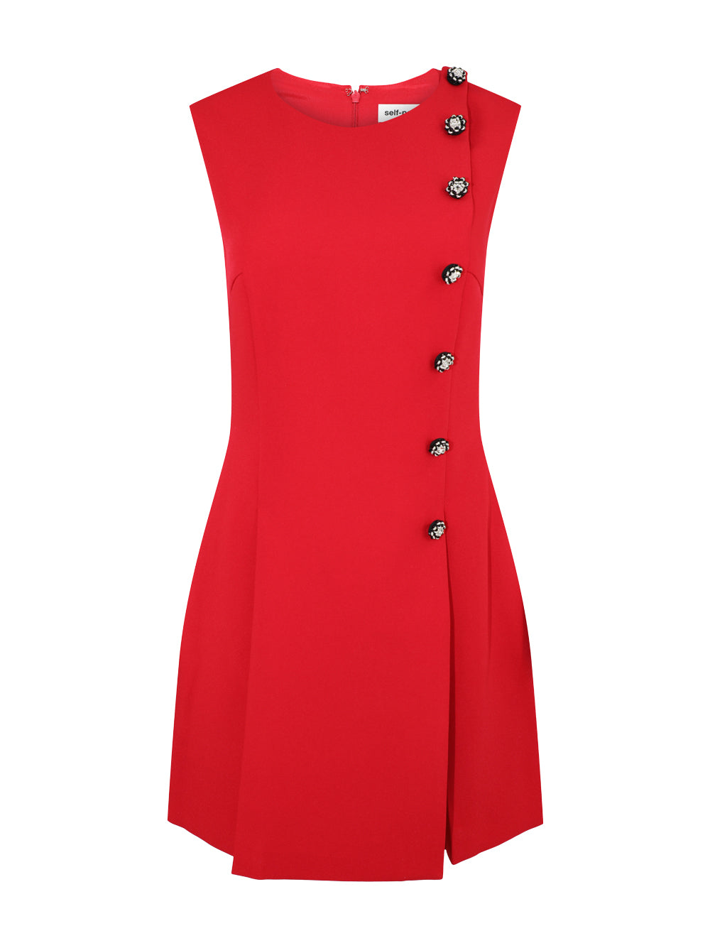 Self-Portrait Wool Crepe Mini Dress in Red