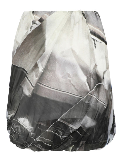 Helmut Lang Bubble Skirt in Silver Car Print