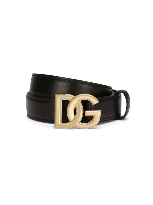 Dolce & Gabbana Logo-Plaque Buckle-Fastening Belt in Black