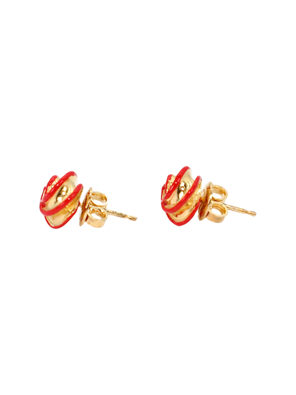 Bottega Veneta Pillar Stud Earrings in Red
