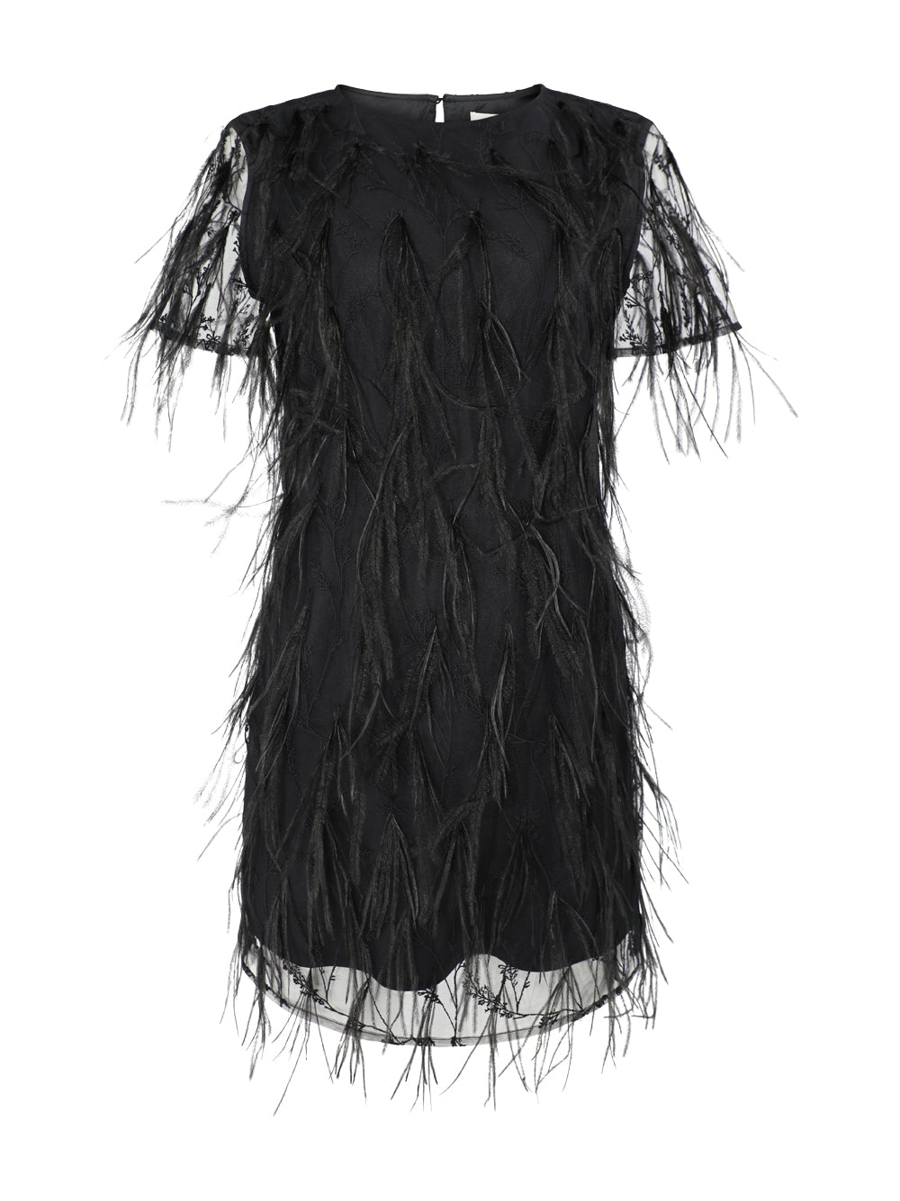Milly Rana Feather Dress in Black