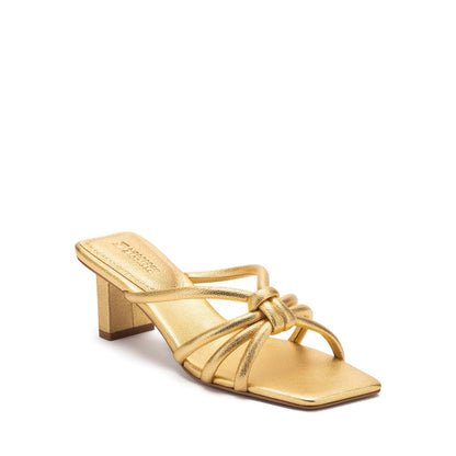 Mercedes Castillo Savanna Mid-Heel Sandal in Gold