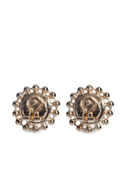 Carolina Herrera Pearl and Gold Stud Earrings