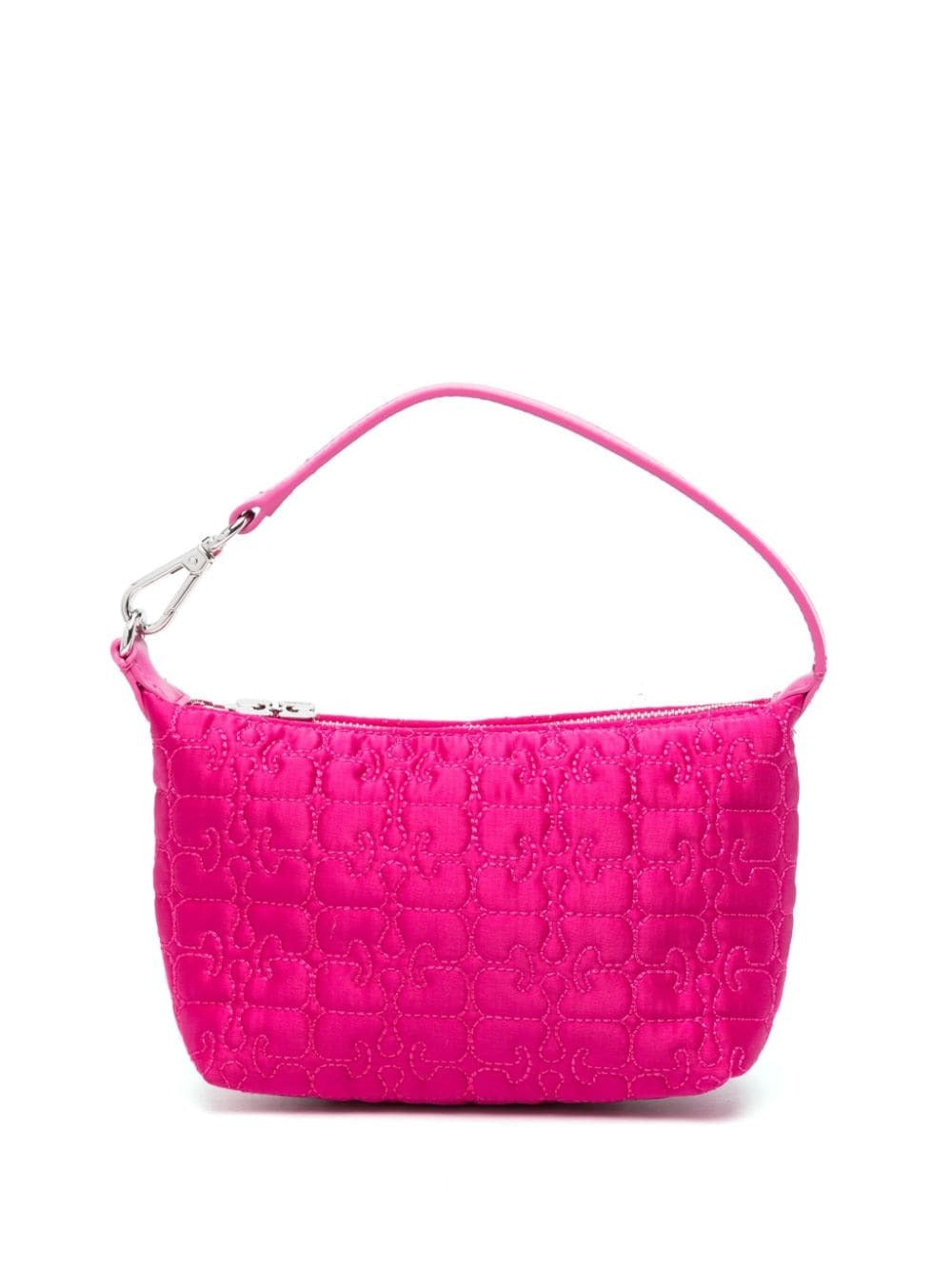 Ganni Butterfly Small Pouch Satin Handbag in Shocking Pink