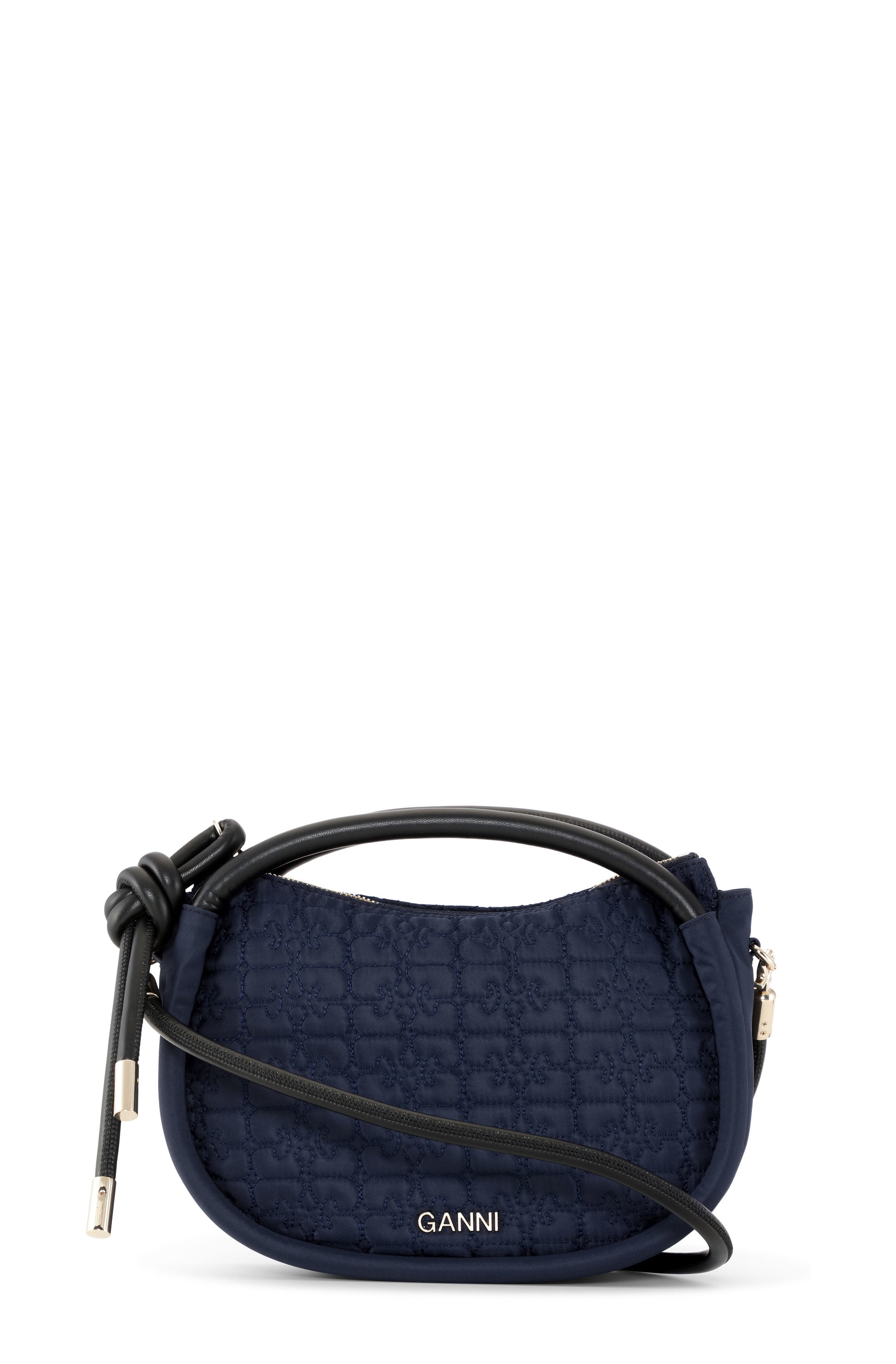 Michael Kors Navy Blue and White Leather Belt Signature Fanny Pack