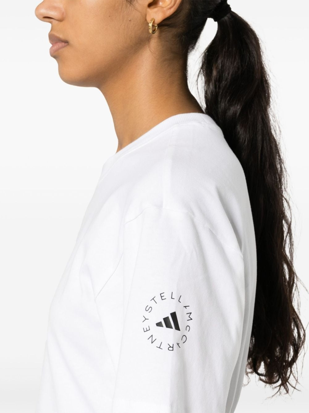 Adidas x Stella McCartney Logo-Print Short Sleeve T-Shirt in White