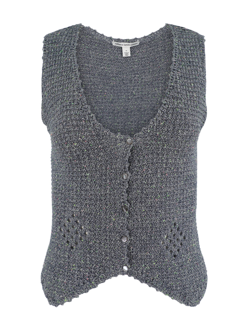 Autumn Cashmere Mesh Vest With Crochet in Navy Tweed Leigh s of