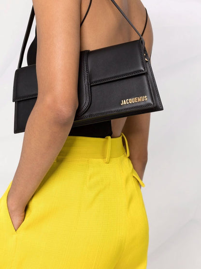 Jacquemus Le Bambino Long Leather Shoulder Bag in Black
