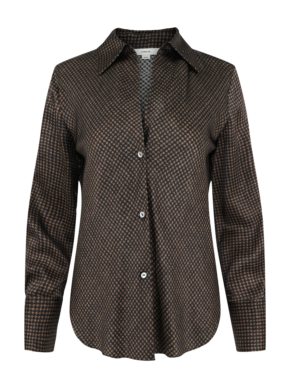 Vince Houndstooth Long Sleeve Blouse