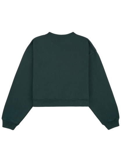 Sporty & Rich Vendome Cropped Crewneck in Forest