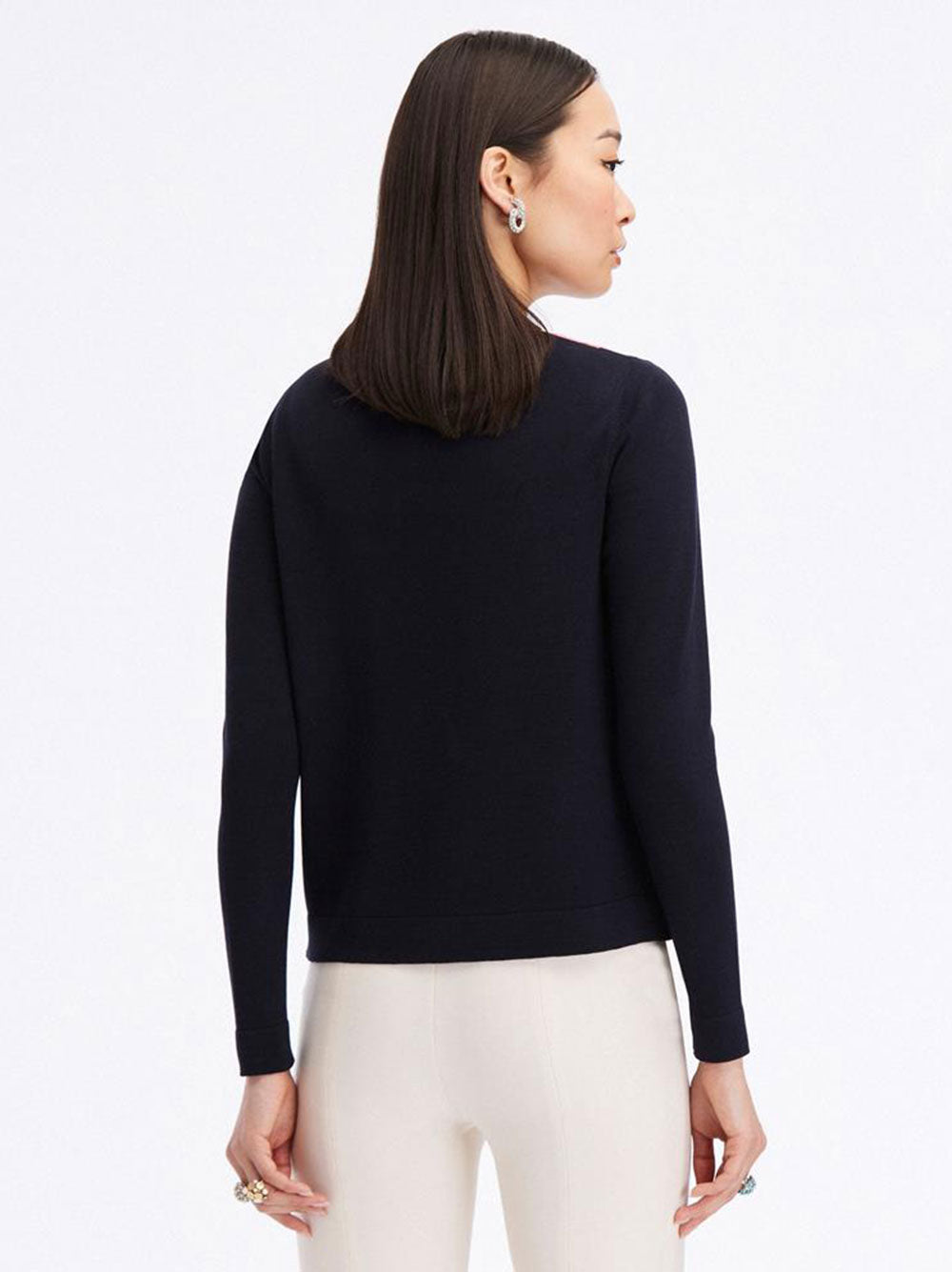 Oscar de la Renta Long-Sleeve Geranium Cardigan