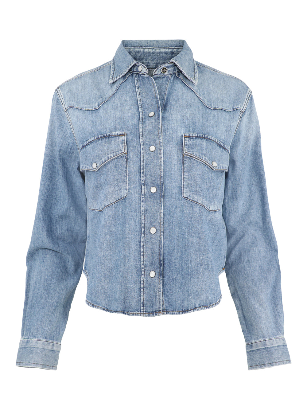 Citizens of Humanity Cropped Western Shirt in Carolina Blue