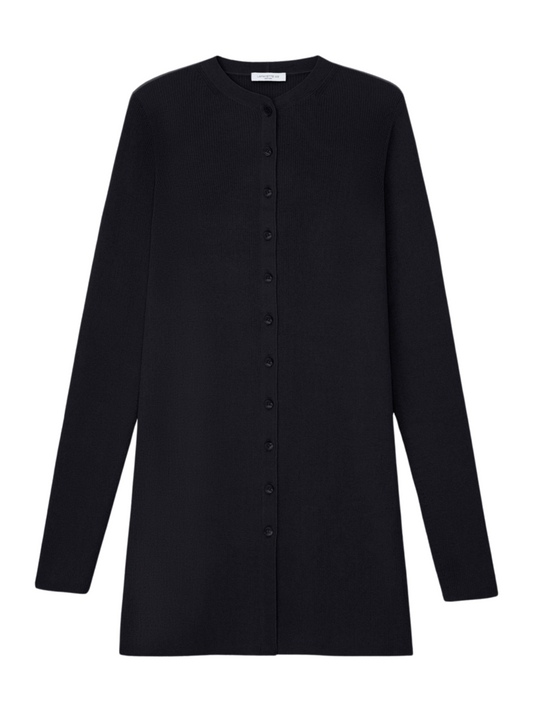 Lafayette 148 Ribbed Button Front Black Cardigan