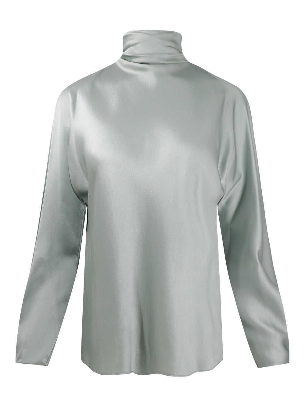 Vince Draped Funnel Neck Blouse in Sea Mist