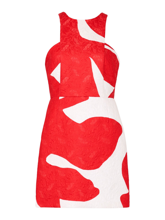 Milly Grand Foliage Dress in Red/White