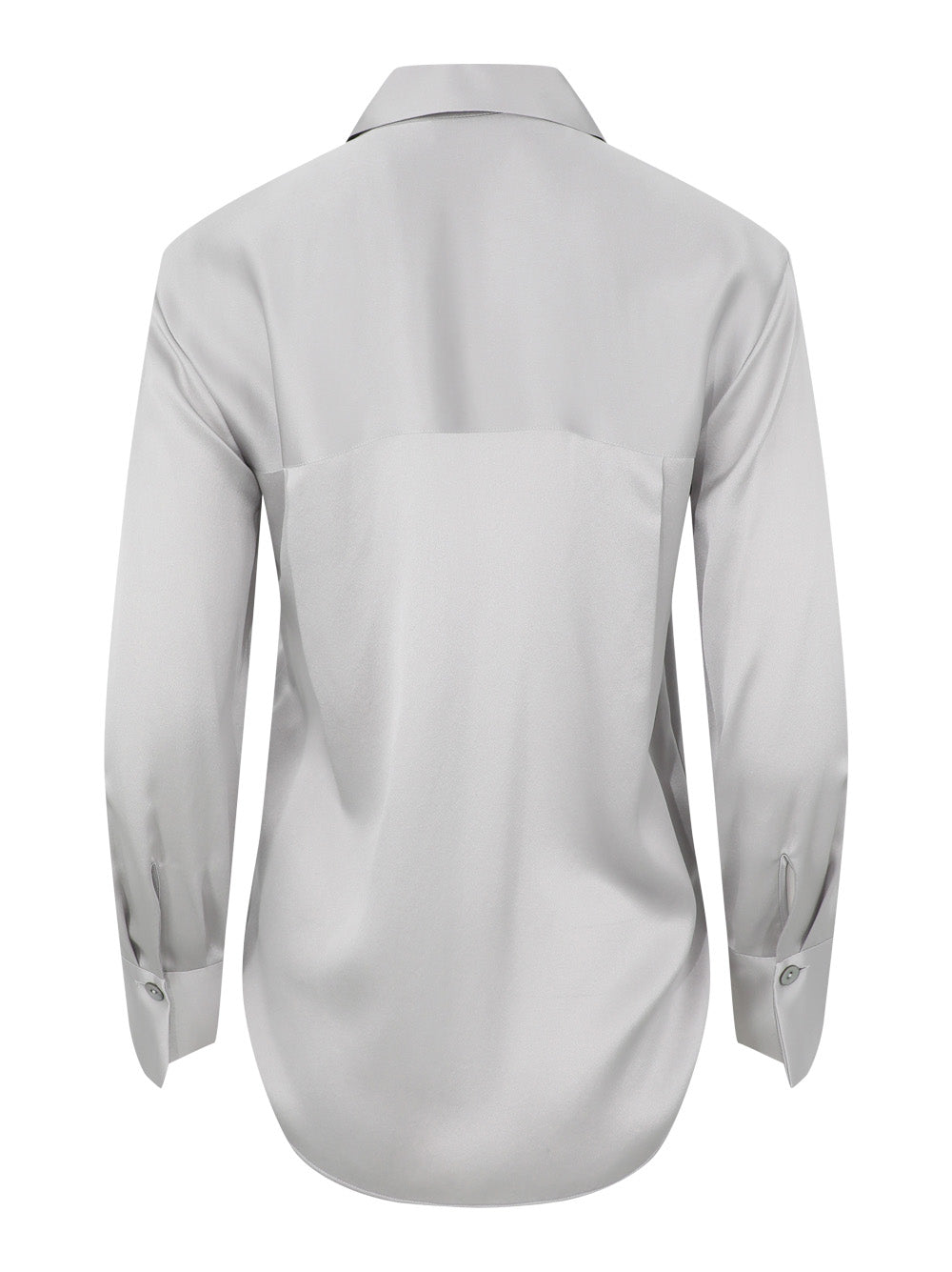 Vince Silk Relaxed Chest Pocket Blouse in Silverstone