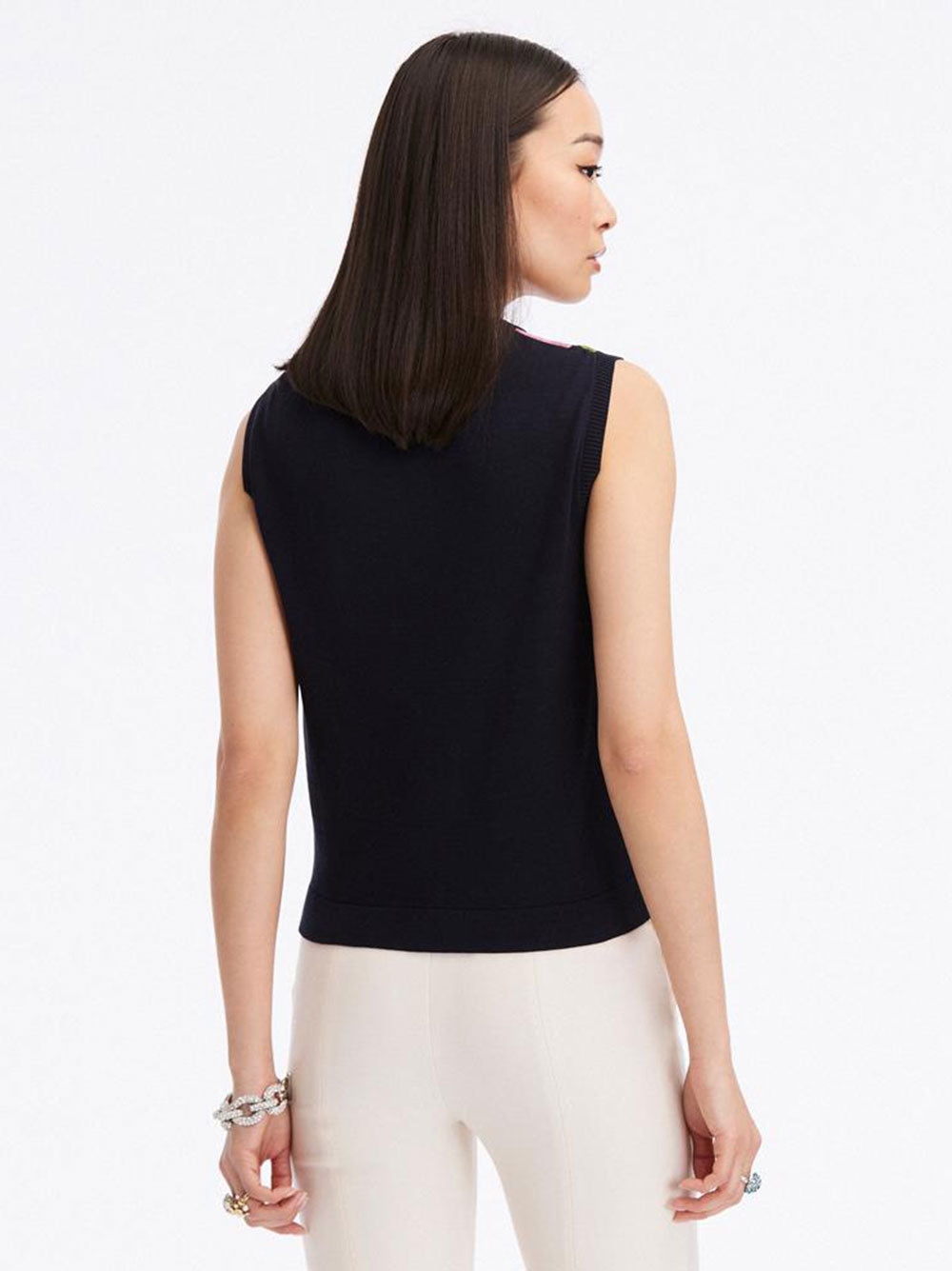 Oscar de la Renta Sleeveless Geranium Tank