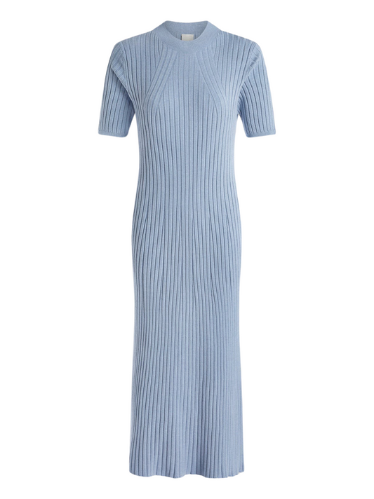 Varley Maeve Rib Knit Midi Dress in Ashley Blue