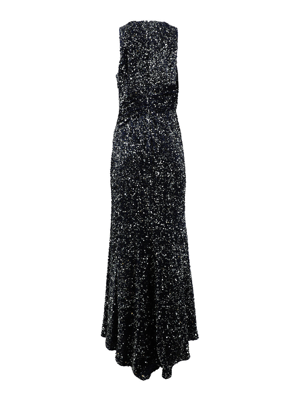 Badgley Mischka Draped Sequin Racer Dress