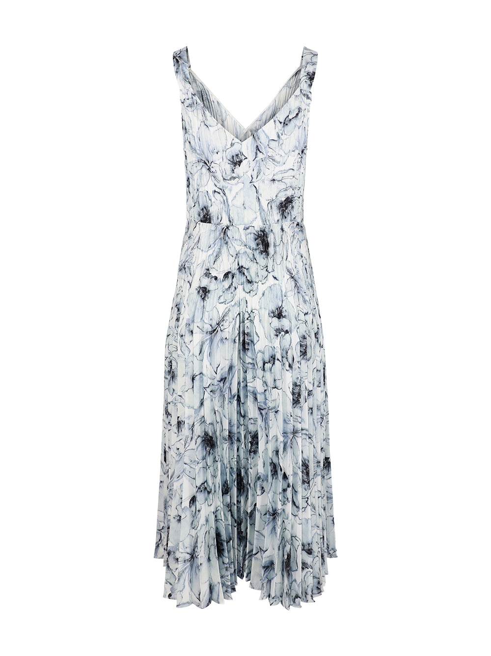 Vince Washed Lilly V-Neck Pleated Slip Dress in Pale Azure