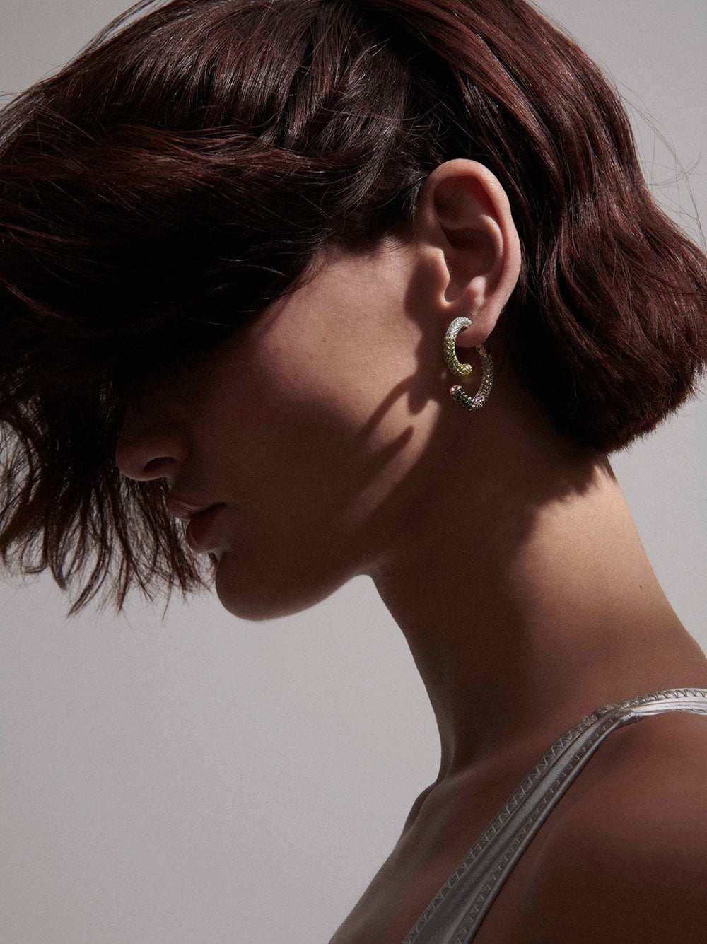 Demarson Air Pave Luna 12k Gold Green Ombré Earrings