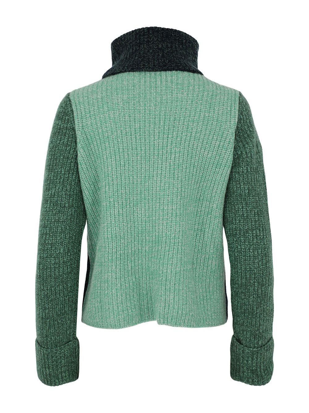 Autumn Cashmere Tweed Navy/Pickle Colorblock Turtleneck