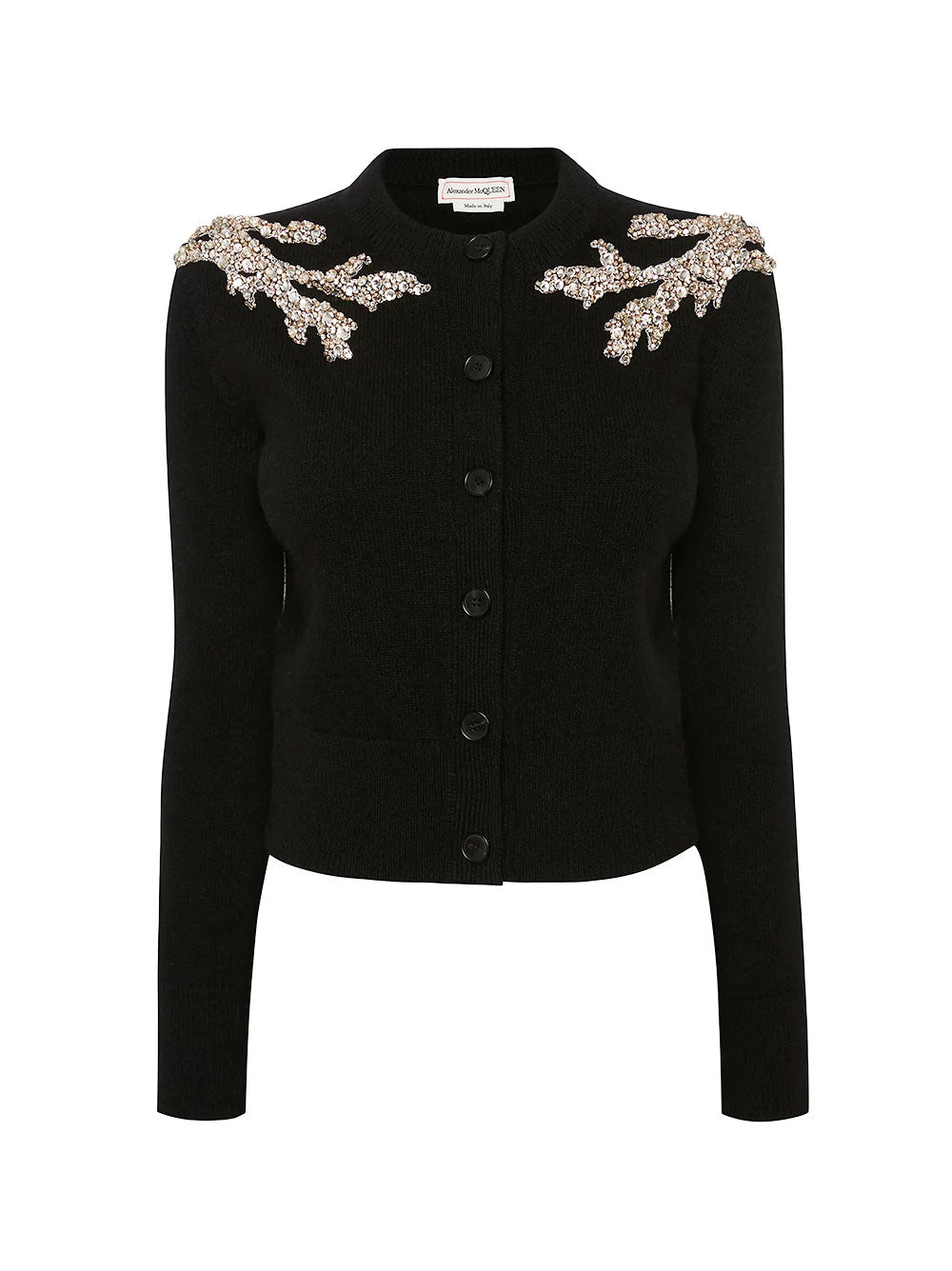 Alexander McQueen Embroidered Cardigan in Black/Cream