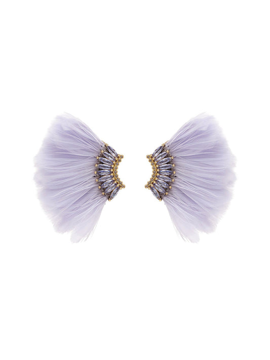 Mignonne Gavigan Lux Mini Madeline Feather Earrings in Light Purple