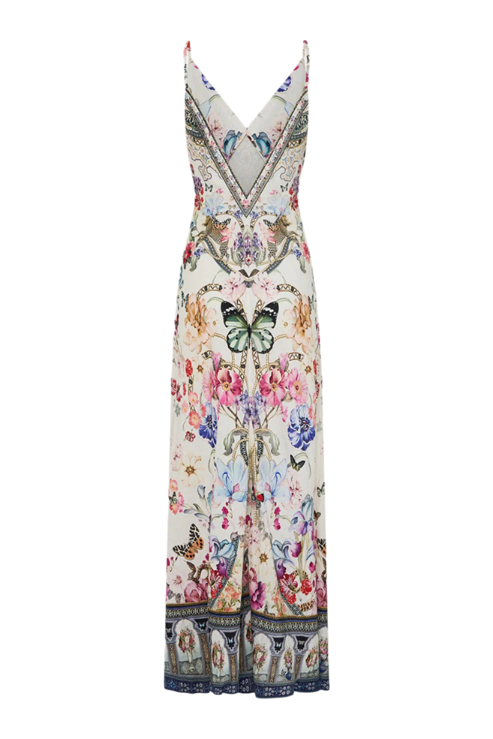 Camilla V-Neck Full Length Bias Slip Dress in Monserrate Magic
