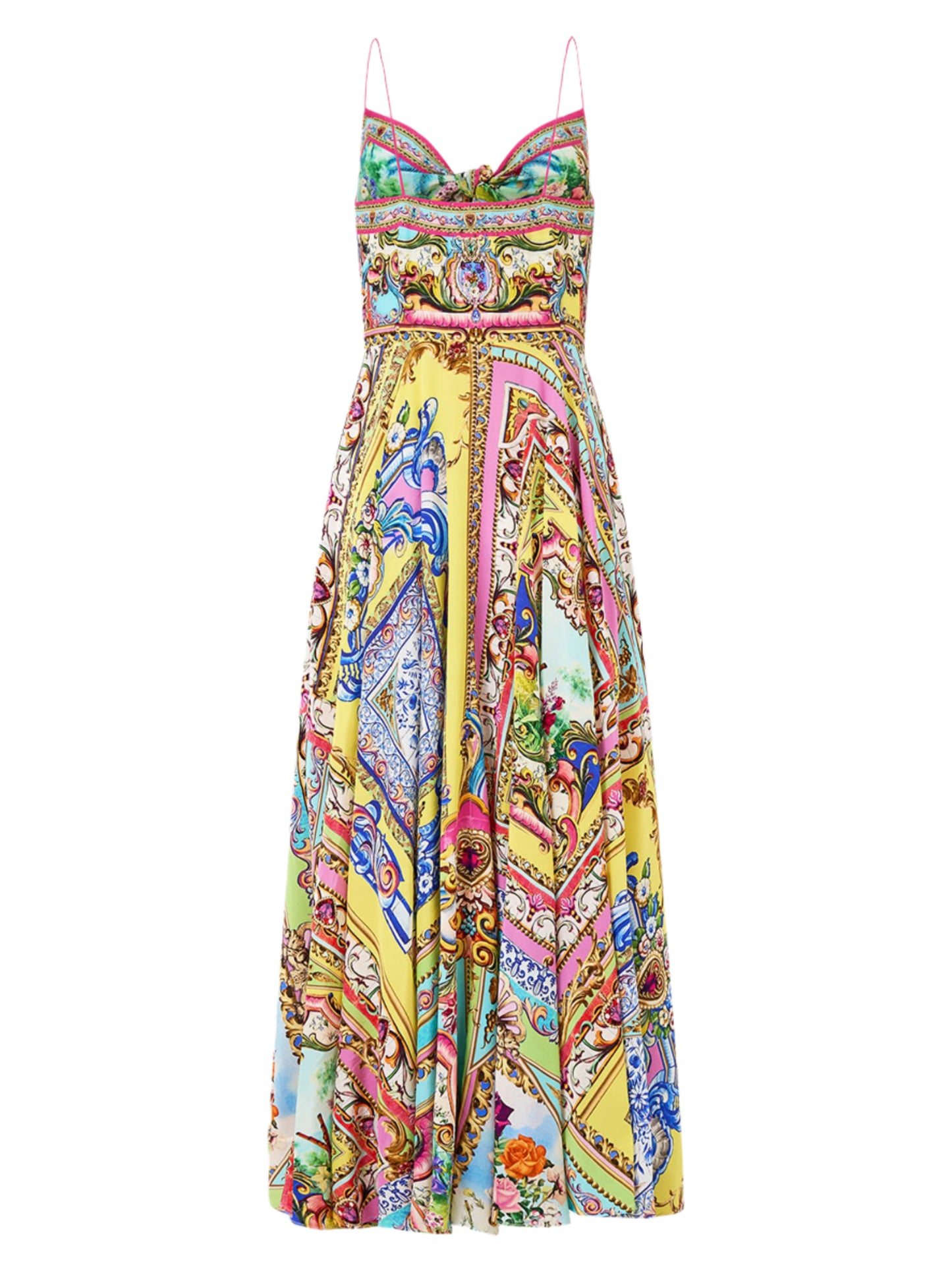 Camilla Long Dress With Tie Front in Spirit of Santa Maria
