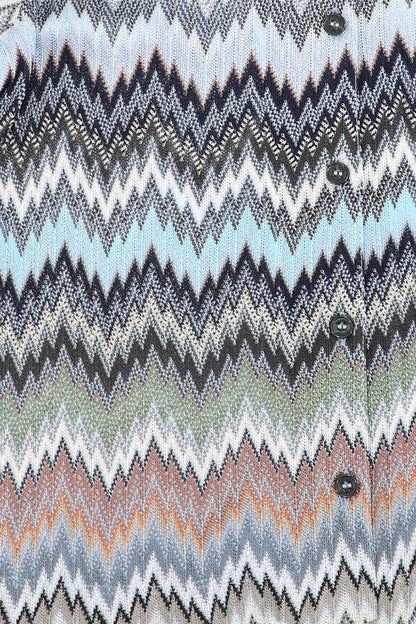 Missoni Short Sleeve Shirt in Multicolor Blue Tones