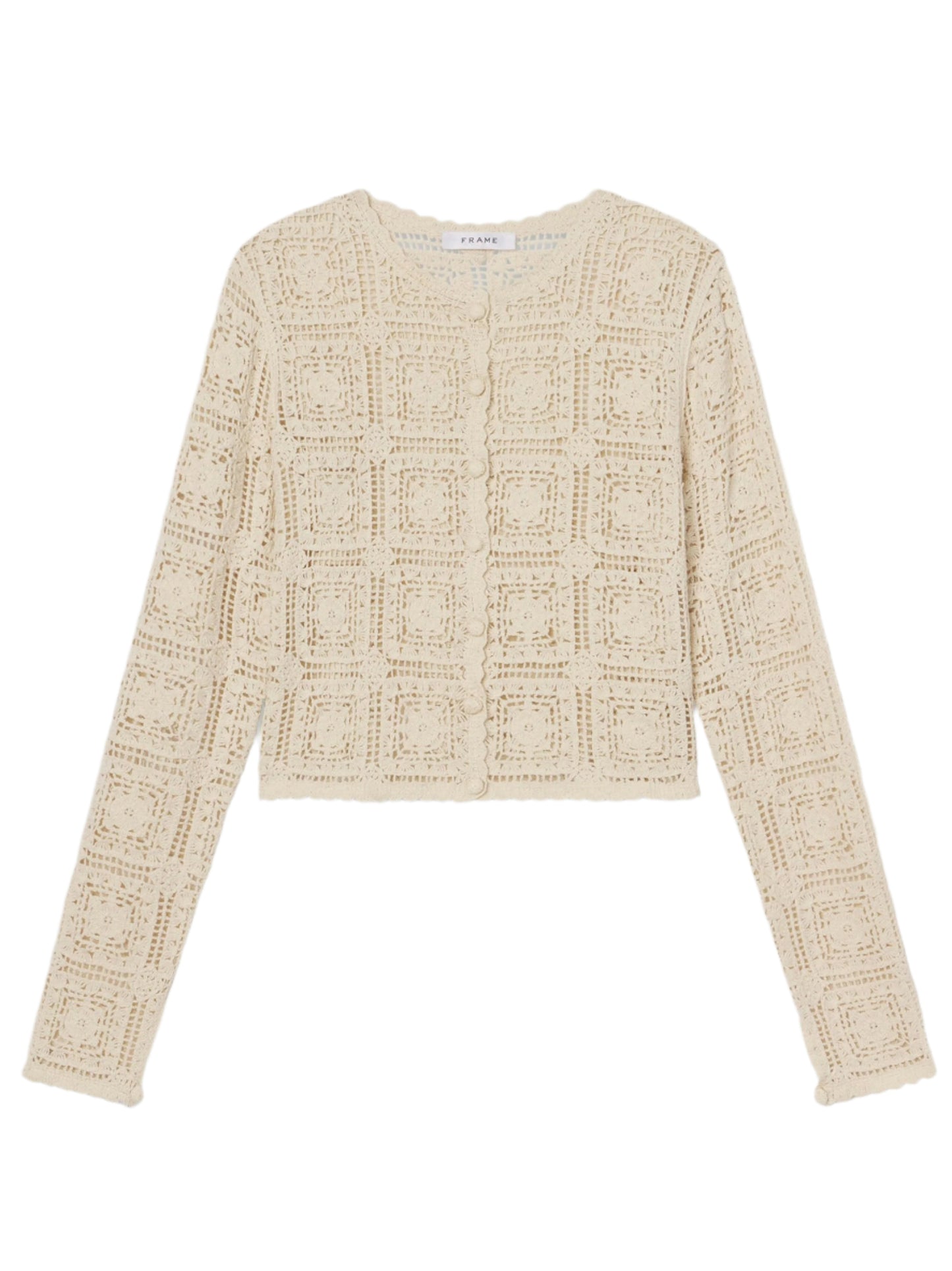 Frame Crochet Cardi in Cream